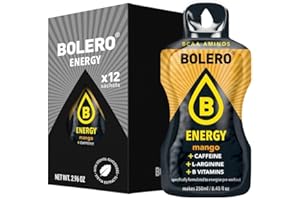 Bolero Energy 7 g x 12 sachets | Boisson en poudre sans sucre | Végan & sans gluten | Pour un mode de vie actif (12x7g, Mangue)