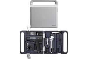 HOTO Caja de Herramientas Completa 24 Piezas, Maletín Herramientas con Taladro 12V, Destornilladores, Cinta Métrica, Martillo, Llave de Carraca, Kit para Bricolaje, Mantenimiento y Reparaciones