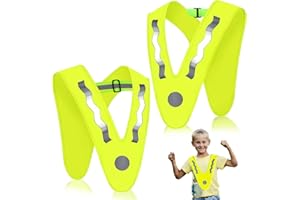 LUKIUP 2 Stück V-Form Warnweste Kinder, Reflektorweste Kinder Gelb, Sicherheitsweste Kinder mit elastischemBand verhindern Verrutschen Gute Sichtbarkeit,für Sport, Laufen, Fahrrad