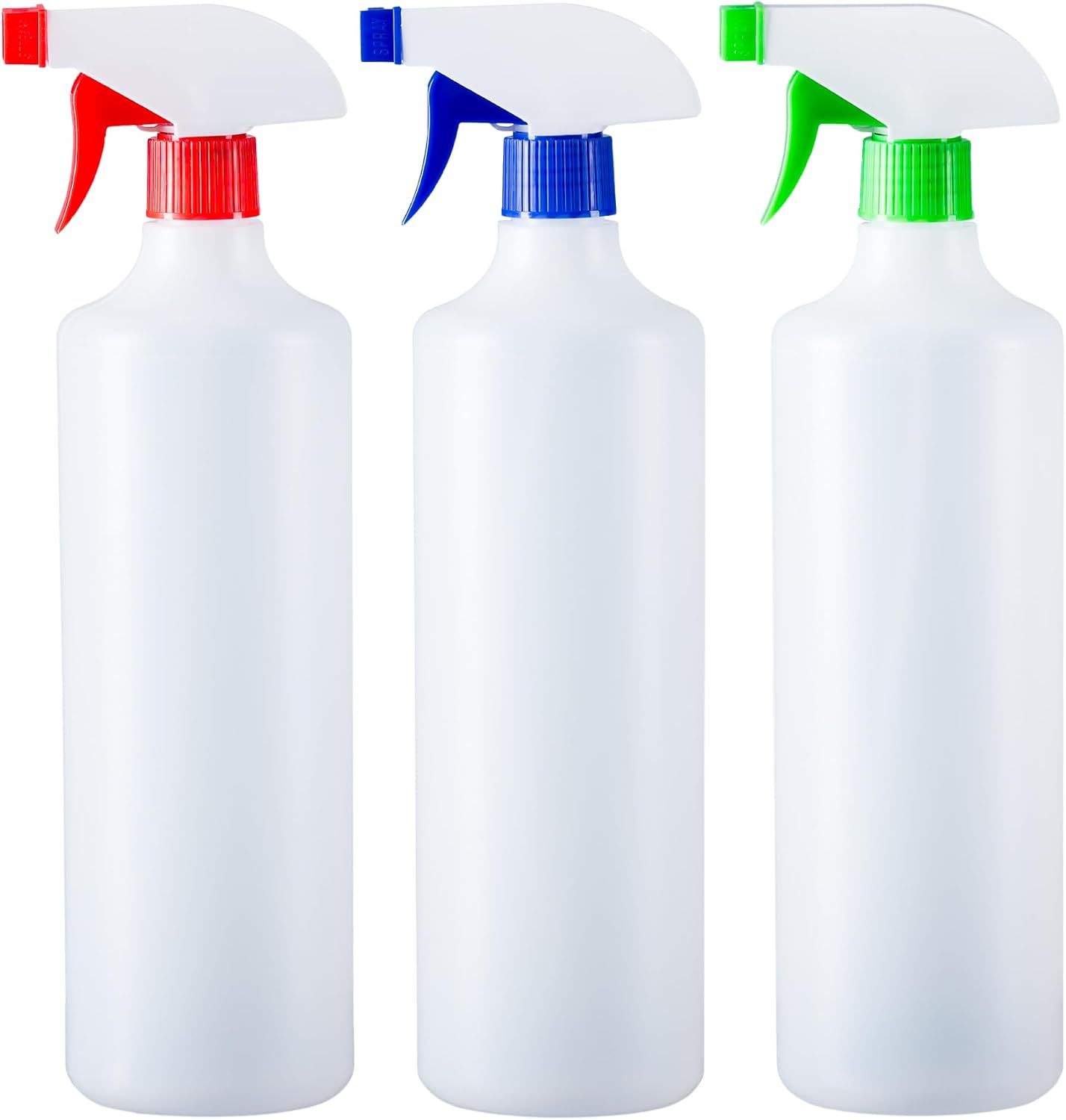 HR Hogar | Pulverizador Spray 1L Pack 3 Colores - Hecho en España - Botella Aerosol de Polietileno de Alta Densidad Resistente y Reciclable con Boquilla Regulable para Limpieza y Jardinería