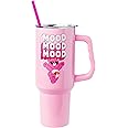 Silver Buffalo Care Bears Love-A-Lot Bear Mood Stainless Steel Tumbler with Handle and Straw, Fits in Standard Cup Holder, 40 Ounces