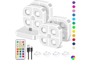 LADYSONS Luce Armadio LED con Sensore di Movimento RGB con Base Ricarica, 13 Colori Luce a Induzione Interna, 3 Modalità Luci LED a Batteria Ricaricabile per Armadio, Scale, Camera, Corridoi, Cucina - 4 Pezzi