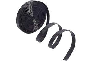 GORGECRAFT Strisce di Pelle Pieghevoli 5mx10mmx1mm Stringa di Allacciatura in Pelle Lucida Laccio di Pelle Sottile Nera Cinturino in Pelle PU A Doppia Faccia per Artigianato Fai da Te Collari Animali