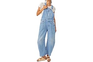 loveimgs Women Y2k Baggy Barrel Jeans Overalls Wide Leg Denim Pants Bib Overalls Jumpsuit Boyfriend Patchwork Jeans