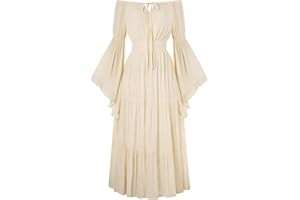 SCARLET DARKNESS Women Renaissance Maxi Dress Corset Off Shoulder Medival Dress