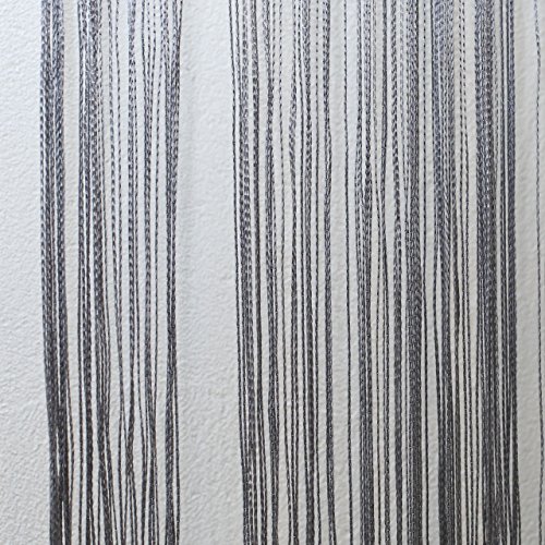 Fadenvorhang UNI 90x245cm – versch. Farben wählbar, Fadenvorhang mit Stabdurchzug,Fadengardine, Raumteiler, Türvorhang, Mückenschutz, Fliegenschutz, Faden Vorhang (Grau/ Silber) - 3