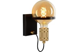 Lucide 30271/01/30 Applique Murale, Acier, 60 W, Noir, Or Mat