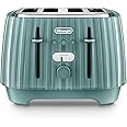 De'Longhi Ballerina Toaster, 4 Slot Toaster, Reheat, 5 Browning Settings, Defrost and Cancel Functions, Pull Crumb Tray, CTD4003.GR, 1800W, UK PLUG, Green