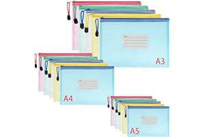 Vicloon Bolsa de Archivo de Multicolor Cremallera, 15 Pcs Bolsa de Documentos A3+A4+A5 con Etiqueta Multicolor de Malla Bolsa de Archivo Bolsas de Cremallera de Almacenamiento de Oficina Accesorios