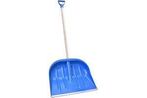 Aqbau® Pelle à neige 47 x 40 cm avec ferrure en métal 100 cm solide (bleu)