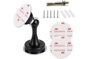 IGNPION Fermaporta magnetico in acciaio inossidabile con chiusura autoadesivo/nasconde viti montate, montaggio a pavimento o a parete, design con magnete forte (nero)