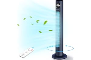 Taylor Swoden Lyric - Ventilatore a torre con telecomando, 102cm, timer 24 ore, 3 velocità, 3 modalità, display a LED, ventilatore a colonna silenzioso, oscillazione 70°, 50W