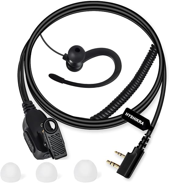 HYSHIKRA Auricular de Radio Ligero en Forma de G Compatible con retevis Baofeng Kenwood RT24 UV5R TK250 TK320 Walkie Talkie (Negro, 1 Pack) - 1