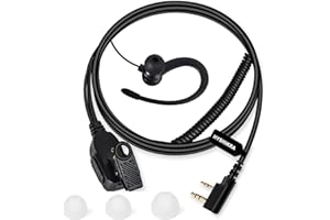 HYSHIKRA Auricular de Radio Ligero en Forma de G Compatible con retevis Baofeng Kenwood RT24 UV5R TK250 TK320 Walkie Talkie (Negro, 1 Pack)