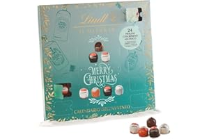 Lindt Calendario Avvento 2025 Praline Alcoliche, confezione natalizia con praline al cioccolato fondente e alcolici liquidi, Formato 317g