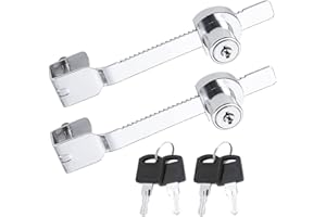 Litensh Cerradura de sierra de hoja deslizante con llave, cerradura de vitrina de terrario de reptiles, cerradura de puerta de vidrio para gabinete, cerradura 2 unidades