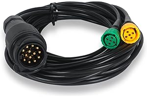 Qiping Prise de remorque à 13 Broches Câble de remorque à 13 Broches Câble Adaptateur de 5 mètres Câble d'extension de remorque, Faisceau de câblage des Feux arrière d'éclairage de remorque