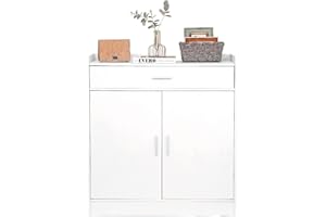EROMMY Contemporary Shoe Cabinet, Sideboard, Side Cabinet with Drawer and Shelves for Living Room, Kitchen, Bedroom, Hallway, Home Storage Cabinet (White)