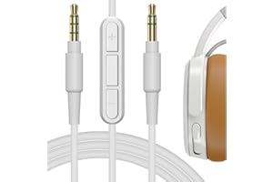 GEEKRIA QuickFit Cable with Mic Replacement for Skullcandy Hesh, Hesh 2, Crusher, Grind Headphones/Audio Cord with Volume Control and Microphone(White)