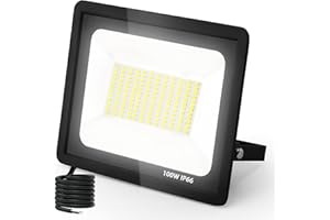 toobettp Foco LED Exterior 100W, 10000LM Focos Led 6500K Blanco Cálido, IP66 Impermeable Aplique Pared para Garaje Jardín Patio Parque
