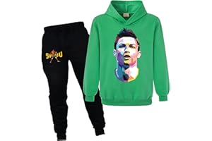 Xpialong Ronaldo Football Kit for Kids Football Hoodie+Pants Cotton Tracksuit Set