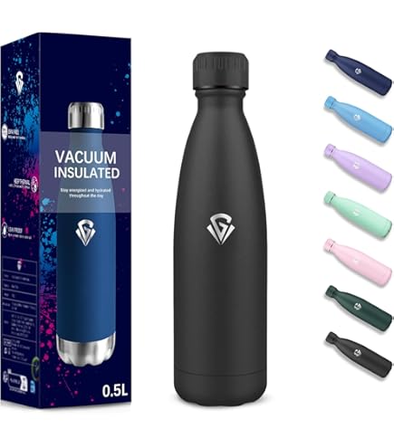 Gourde Isotherme En Acier Inoxydable 500ml YISH - Garde Le Chaud/froid 10h, Sans BPA, Avec Mousqueton