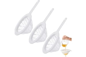 RZMZBY 3 pièces Passoire à mailles fines Passoire en nylon avec poignée 100/200/400 Mesh Passoire à entonnoir Passoire de cuisine réutilisable pour jus, vin, lait, lait de soja Filtration