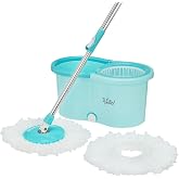 Amazon Brand - Presto! Spin Mop with Plastic Bucket Set, Blue