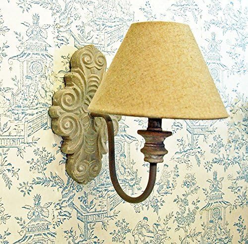 Agnes Wooden Wall Light Complete With Cotton Lamp Shade