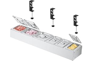 GFTIME Pizza Zutatenbehälter Beilagenbehälter, Edelstahl Behälter mit Deckel, Grill Küche Gastro Zutatenbehälter, Pizza Zubehör, 6 Stück