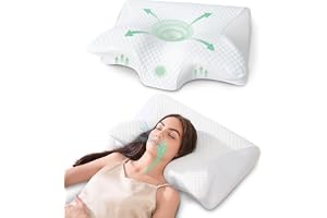 FEYIDEO Nackkudde, Memory Foam Kudde, Minnesskumkudde, 2in1 Nackstödskudde, Ergonomisk Kudde för Rygg-, Sido- och Magsovare