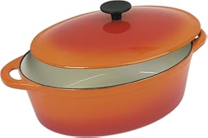 Crealys Grand Chez Topaze Cocotte Ovalada, Hierro Fundido, Naranja, 9 l