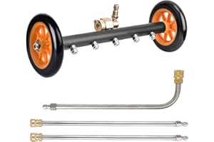 ARTEBTE Water Broom for Pressure Washer, Dual-Function Undercarriage Cleaner 18 Inch Underbody Car Wash Water Broom 5 Pressure Washer Nozzles with 3 Pieces Extension Wand 4000 PSI (18 in-Orange)