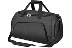 NUBILY Bolsa de Deporte Bolsa Gimnasio de Viaje con Compartimento para Zapatos Impermeable Bolsos Deportivos Mujer de Grande 65L para Hombre y Mujer Negro