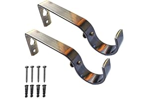 iPEAK Curtain Pole Bracket Metal Heavy Duty Rod Wall Brackets 28mm Holder Set of 2 (Brass)