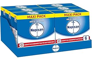 Napisan Extra Protection Additivo Lavatrice, Additivo Disinfettante Lavatrice in Polvere Battericida, 6 Confezioni da 1100gr di Additivo in Polvere Lavatrice