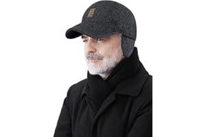 CLAPE Casquette de Baseball avec Oreillettes Casquettes d'hiver en Laine Wool Warm Winter Baseball Cap Casquette Chaude