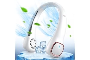 Urmaxs 6000 mAh Ventilatore da Collo Portatile,Silenziosi Portable Neck Fan,USB Ricaricabile Cuffie Ventilatore,3 Velocità Ventolino Portatile Senza Lama per Ufficio,Viaggi,Aria Aperta e Sport.