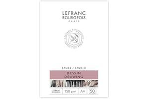 Lefranc Bourgeois 301334 Studio Zeichenblock 50 Blatt - A4, gebunden,150 g/m², feinkörnige Oberfläche zum Zeichnen mit Bleistiften, Kreide, Kohle und anderen Trockentechniken