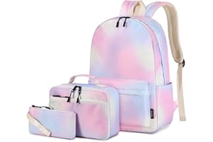 Imyth 3Pcs Backpack Sets for Teen Girls, Cute Colorful Bookbag School Daypacks for Elementary Middle Students