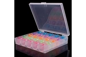 LUWU-STORE 25 Grids Caja de máquina de Coser de plástico Transparente bobinas Caso con 25 canillas Color
