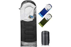 VIKKENT Schlafsack 3-4 Jahreszeiten, Outdoor Wasserdicht Ultraleicht Deckenschlafsack mit Innentasche für Erwachsene Kinder, Tragbare Kompakter Schlafsack für Camping, Wandern, Reise, 220*75cm(Schwarz)