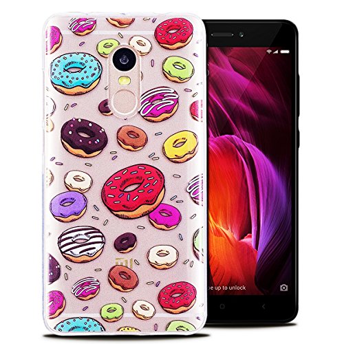 Funda Xiaomi Redmi Note 4   E-Lush Suave Silicona TPU Carcasa Ultra Delgado C  scara Clear Flexible Gel Parachoques Goma Mate Transparente Case Cover Pintura del impresi  n Elegante Bumper Premium y Creativo Carcasa Trasera Amortigua Golpes Protectiva Caso para Redmi Note 4 Smartphone Anti-Rasgu  o y Resistente Tapa - Donuts