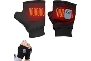 GALER Heated Gloves Rechargeable, Electric Heated Gloves with 3-Speed Adjustable Heating Work Gloves, Fast Heating Half-Finger Riding USB Heated Fingerless Gloves for Women and Men