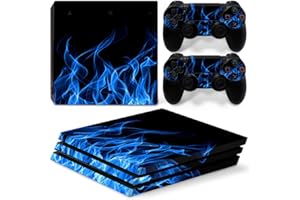 TAIFOND Vinyl Skin Sticker for Playstation 4 Pro, Blue Fire PS4 Pro Console and Controllers Skins Vinyl Sticker Decal Cover
