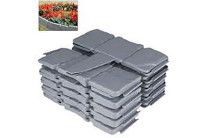 FENGSHENG-SHOP 20 Pack Dark Grey Cobbled Stone Effect Garden Lawn Edging Plant Border - Simply Hammer In 20 Pack Dark Grey Cobbled Stone Effect Garden Lawn Edging Plant Border - Simply Hammer In 5 Meter