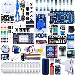 ELEGOO Conjunto Mas Completo y Avanzado de Iniciación a Arduino Mega 2560 con Guías Tutorial en Español y Conjunto de Arduino con Placa Controladora Mega 2560, LCD1602, Servomotor, Motor Paso a Paso