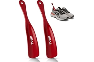 TYGA STORE TYGA Shoe Horns, Snap-Proof Shoehorns, Flexible Strong Plastic (19cm) (2pk) (Red)