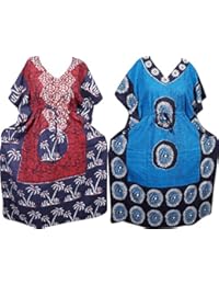 Indiatrendzs Women Kaftan Nighty Cotton Batik Printed Sleepwear Wholesale Combo Of 2 Pcs Free Size