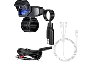 GIANTDEER Caricatore USB Impermeabile per Moto, Caricatore da Auto per Moto da 20W, Cavo di Ricarica Multifunzione 3A 3-in-1 (1m)